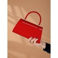 thumbnail image 3 of RUMANLAND Women's Red Patent Leather Evening Bag, Top Handle Clutch Purse with Glossy Finish and Elegant Structured Design, 3 of 7
