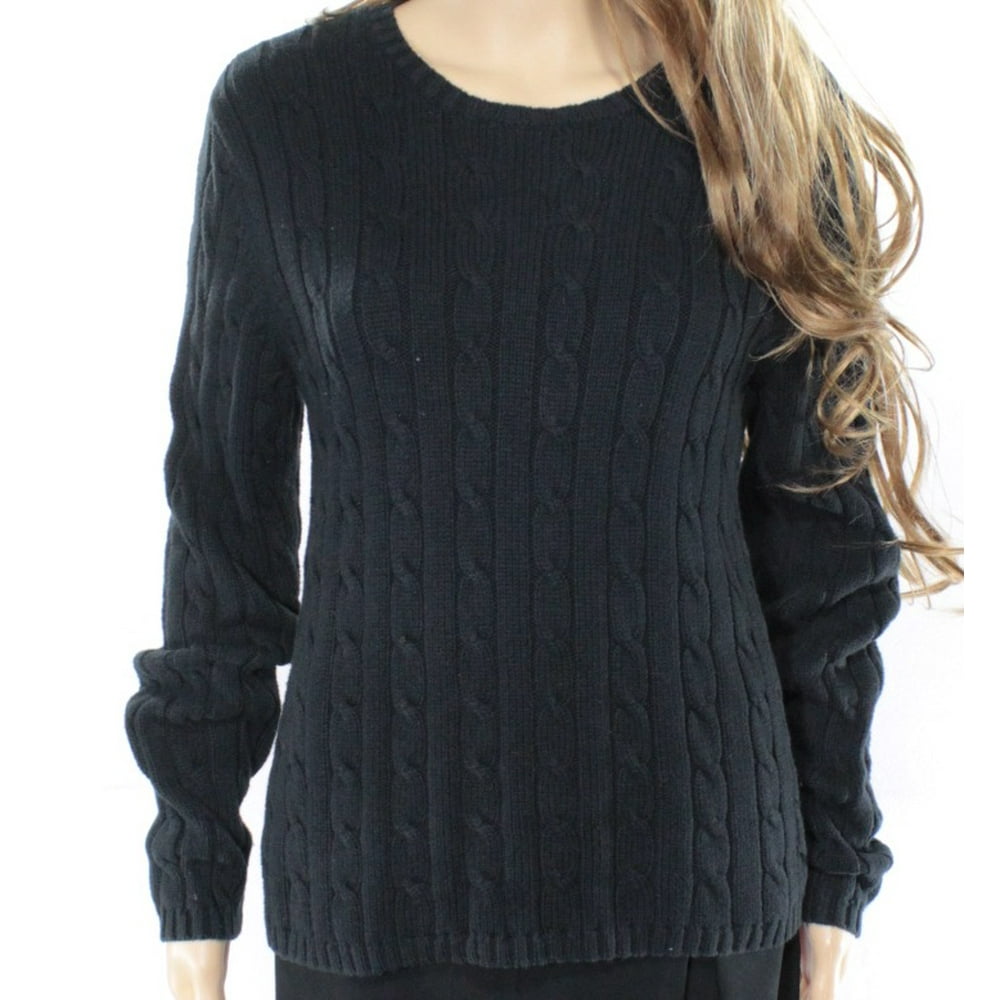 IZOD IZOD NEW Blue Navy Womens Size Medium M CableKnit Crewneck