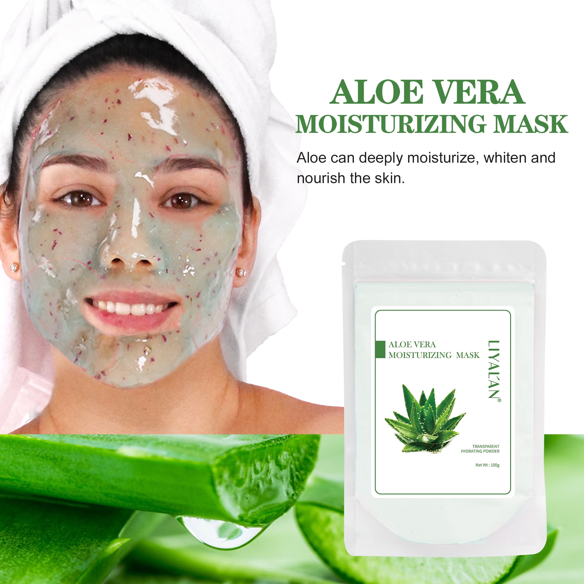 Aloe Vera Jelly Mask Repairing Face Mask Skin Care Soft Mask Powder Collagen Peel off Diy Rubber 100g - Walmart.com