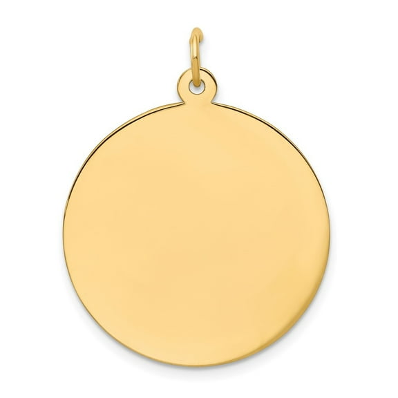 Auriga Fine Jewelry 14K Yellow Gold Plain .013 Gauge Circular Engravable Disc Charm for Women (L-29mm, W-25mm)