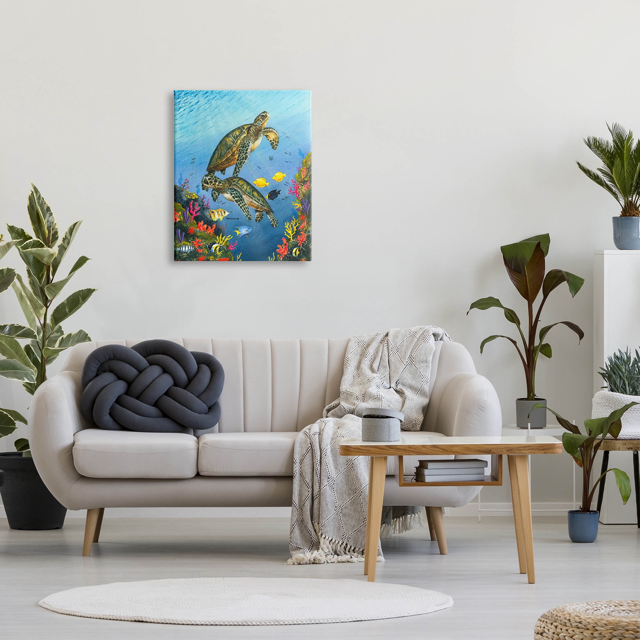 Sea Turtles Swimming Underwater Reef Animals & Insects Graphic Art Gallery Wrapped Canvas Print Wall Art