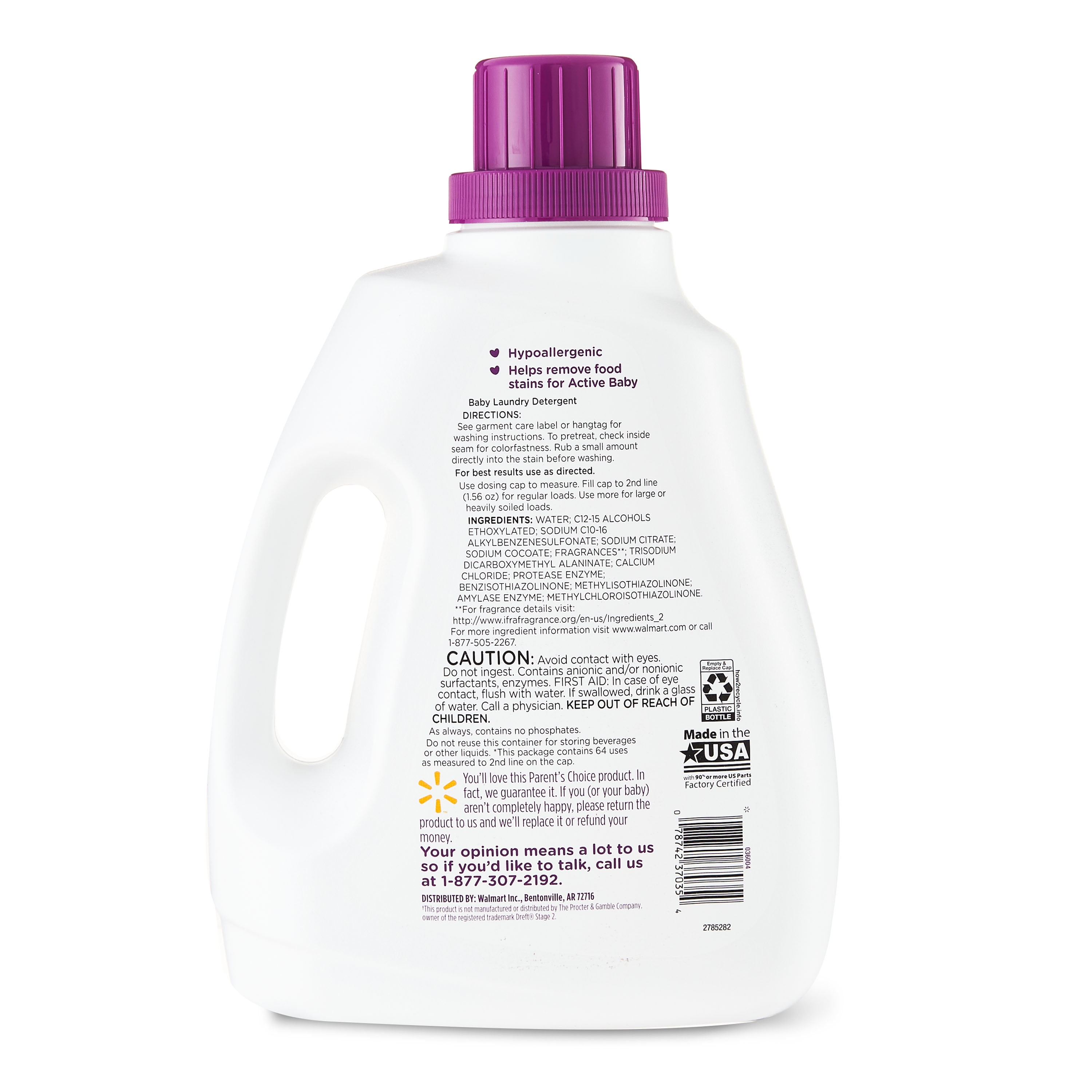 Parent's Choice Baby Liquid Laundry Detergent, 100 fl oz, 64 Loads