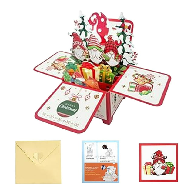 Qocolhg Outdoor Christmas Decorations Indoor, Christmas Card Up Christmas Tree With Lights And Music Greeting Card Christmas Tree Up Christmas Card LED Light Christmas Card, Christmas Clearance