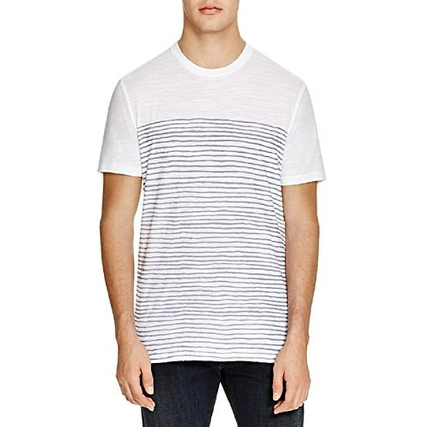 Bloomingdale&#39;s - Bloomingdale&#39;s New Mens White Cotton Slub Blue Striped Crewneck T-Shirt Size XL ...