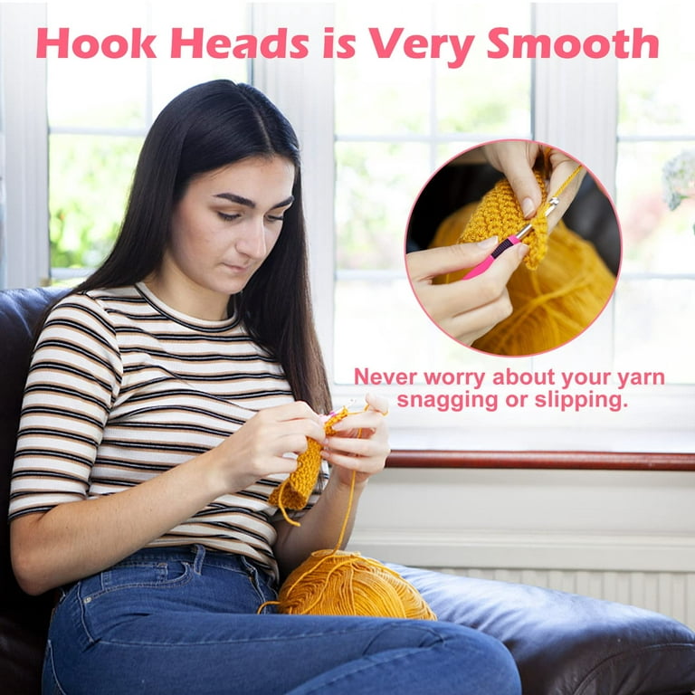 ESTVIIG Digital Crochet Hooks Set, Led Ergonomic Crochet Hooks , Portable  Handle Needles, Counting Counter Stitch Counter for Crocheting and Knitting  - Pink (2mm-8mm) 