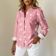 thumbnail image 3 of Fgvctg Valentine's Day Shirts for Women Long Sleeve V Neck Button Down Blouses Romantic Date Day Love Heart Print Shirt Plus Size Collared Business Casual Tops Pink 2XL, 3 of 5