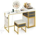thumbnail image 1 of Gymax Vanity Desk w/ Rotatable Lighted Mirror 55'' Makeup Vanity Table w/ Organizer, 1 of 10