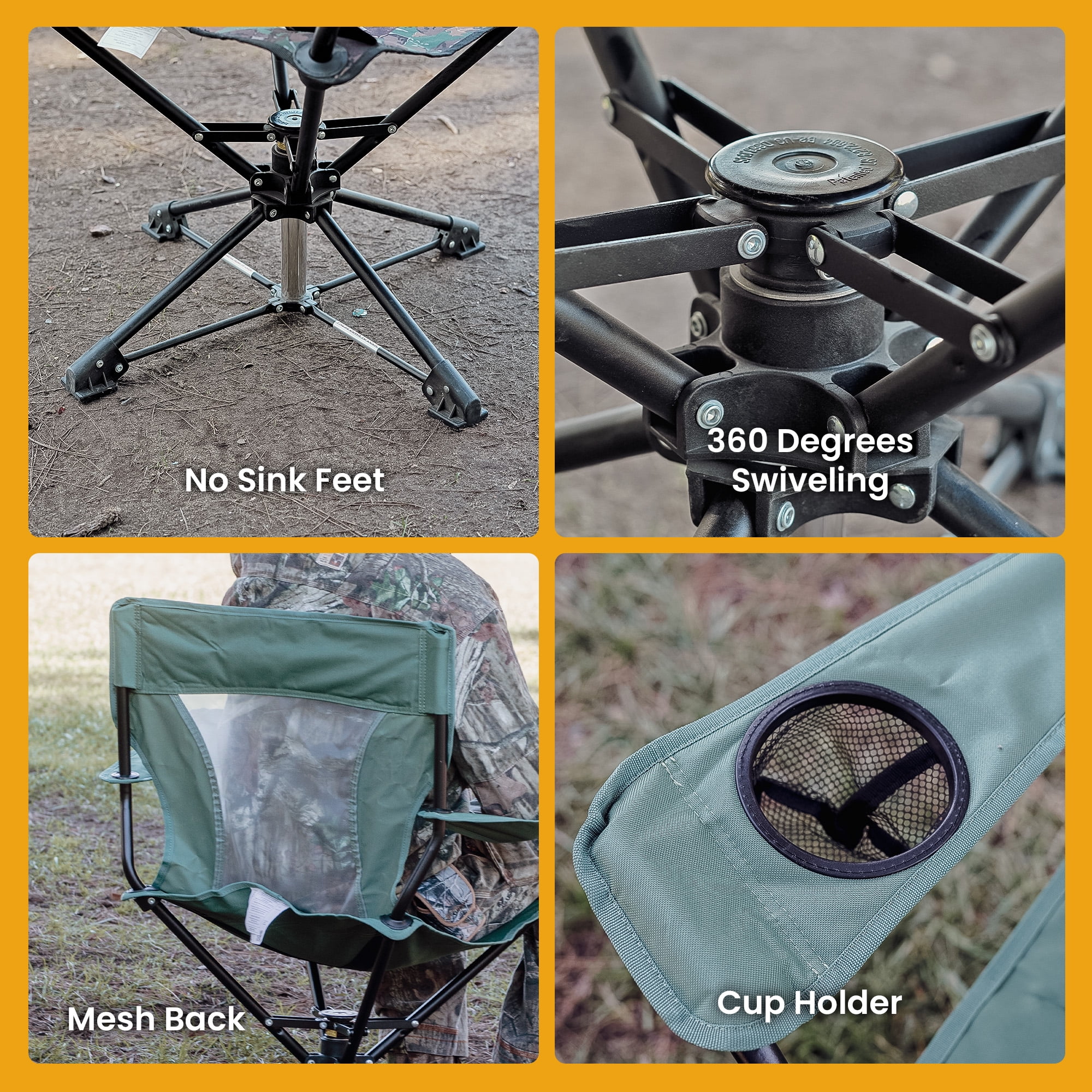 ARROWHEAD OUTDOOR 360° Swivel Hunting Chair, Steel Frame, 600D