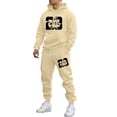 thumbnail image 3 of SGMVNU Tracksuit Men 2 Piece Set Hooded Sweatshirt Jogger Set Pullover Hoodie With Joggers Pants Graphic Tracksuit Casual Running Jogging for Fall Winter(Khaki, L), 3 of 5
