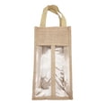 thumbnail image 1 of Bolsa transportadora de vino, yute, yute, arpillera, reutilizable con ventana, 1 of 8
