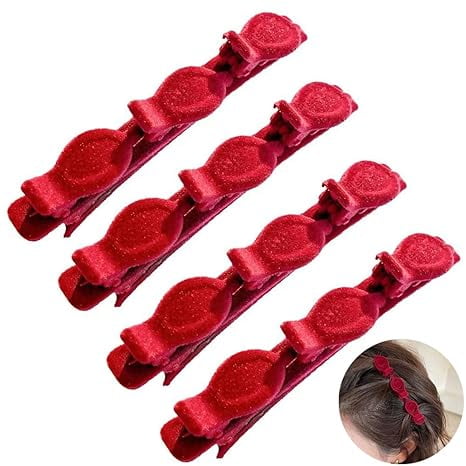 Paquete de 4 pinzas para el cabello trenzadas con textura flocada de doble capa retro, pinzas para el cabello para peinar, pinzas para peinar el cabello, horquilla tejida hueca multicapa para mujeres