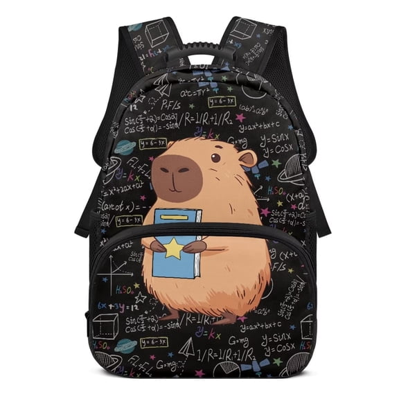 Yuyamidu Capybara School Backpack for Kids 6-8 Math Theme Primary School Backpack Teen School Book Bag for Boys Girls Ages 12-16 Big Capacity Middle School Bookbag