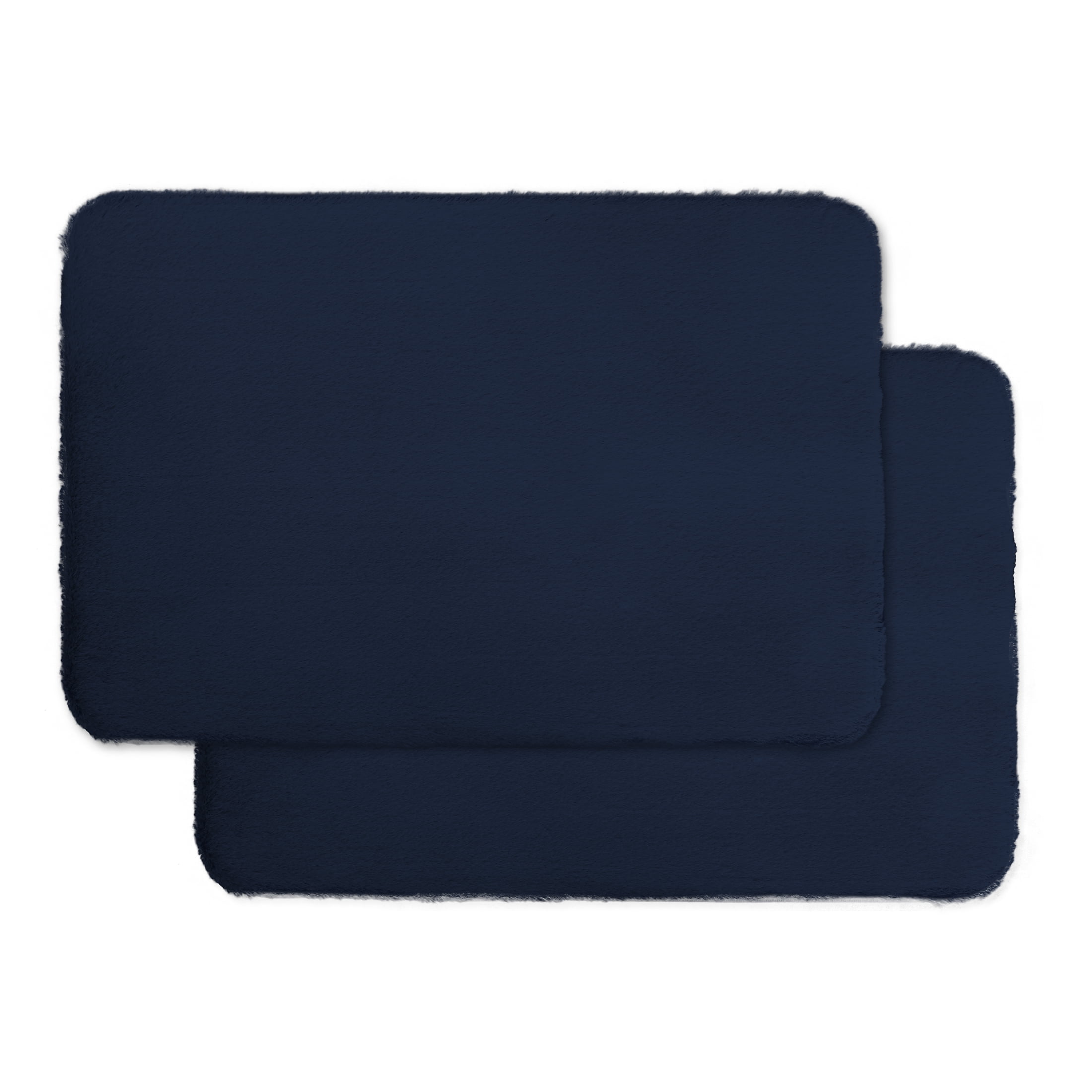 Mainstays 2 Piece Bath Rug Faux Fur Memory Foam Blue Cove 17 x 24