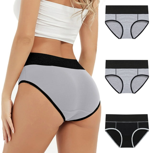 Posijego High Waist Underwear for Women 3 Pack Briefs Full Coverage Breathable Plus Size Panties Multipack