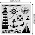 thumbnail image 3 of Lighthouse PET Plastic Drawing Templates 11.8x11.8 Inch Compass Anchor Template Stencil, 3 of 9
