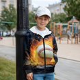 thumbnail image 4 of Psesaysky Boys Sweatshirt Water Fire Baseball Print Boys Zip Up Hoodie Kids Long Sleeve Oversized Hoodie Jacket Winter Coat with Pockets, Size L, 4 of 7