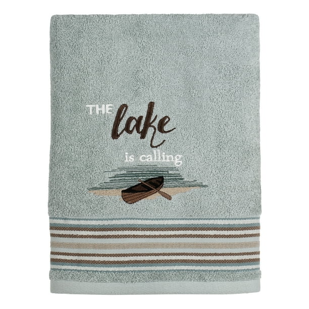 Mainstays Lake Cotton Embroidered Teal Bath Towel 1 Each Walmart Com Walmart Com