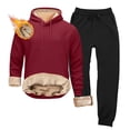 thumbnail image 2 of Blekii Men's 2 Piece Tracksuit Sets Fleece Fuzzy Hooded Sherpa Sweatshirt & Joggers, Winter Warm Two-Piece Outfit, Cuffed Ankle Sweatpants Set, Thick Cozy Loungewear for Cold Days,, 2 of 10