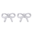 thumbnail image 2 of AFFY Fashion Cute Tiny Bow Stud Earrings In White Gold Over Sterling Silver For Women's, 2 of 5