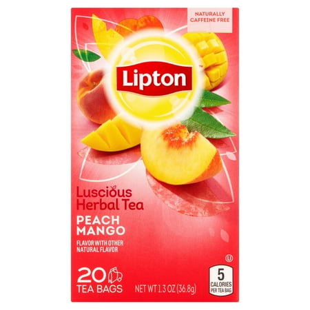 (3 Boxes) Lipton Herbal Tea Bags Peach Mango 20 (Best Thai Tea Brand)