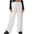 thumbnail image 2 of Lilgiuy Women's Fashion Casual Elastic Waist Drawstring Strap Solid Color Big Flare Wide Leg Pants Alt Clothing Alternative Clothing, 2 of 4