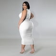 thumbnail image 3 of AURA Women Plus Size Sleeveless Bodycon Dress High Waist Midi Casual Elegant Summer Dress, 3 of 7