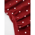 thumbnail image 4 of Women Y2k Polka Dots Boat Neck Tank Top Cute Sleeveless Slim Fitted Side Ruched Tie Back Vest Top Red XL, 4 of 8