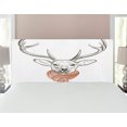 thumbnail image 1 of Antlers Headboard, Illustration of a Deer Wearing Scarf Knitted Neck Wintertime Cold December, Upholstered Decorative Metal Bed Headboard with Memory Foam, Full Size, Redwood Grey White, by Ambesonne, 1 of 4