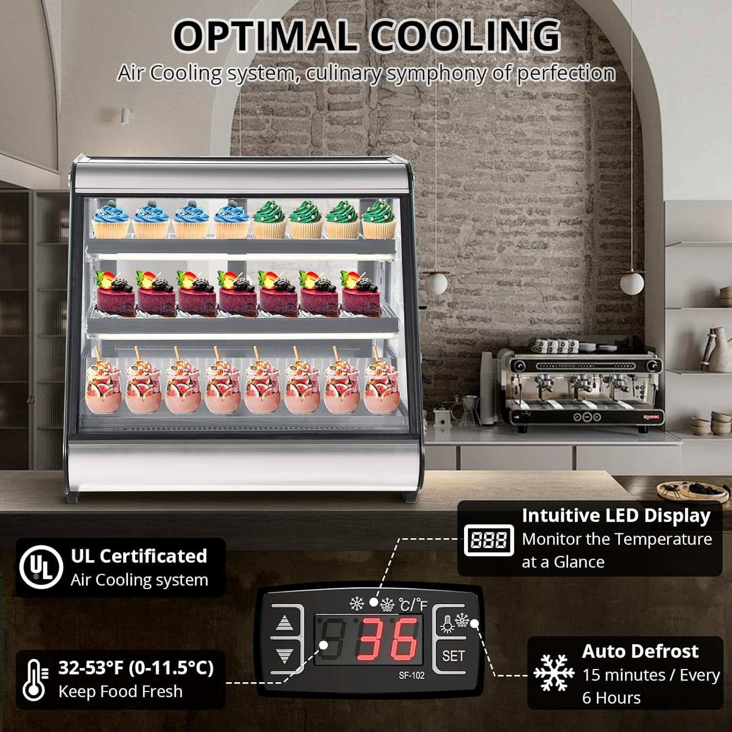 ChaoLink 5.7 Cu.Ft. Commercial Fridge Display Refrigerator - Compact Countertop Beverage Cooler with Tempered Glass Door