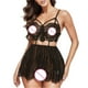 thumbnail image 2 of Gibobby Conjunto de lencería de encaje Ropa De Dormir Ropa De Dormir Mujer Cuello En V Bordado Encaje Lencería Lenceria China Gifts Lenceria Sexy Mujer(Negro, Talla única), 2 of 5