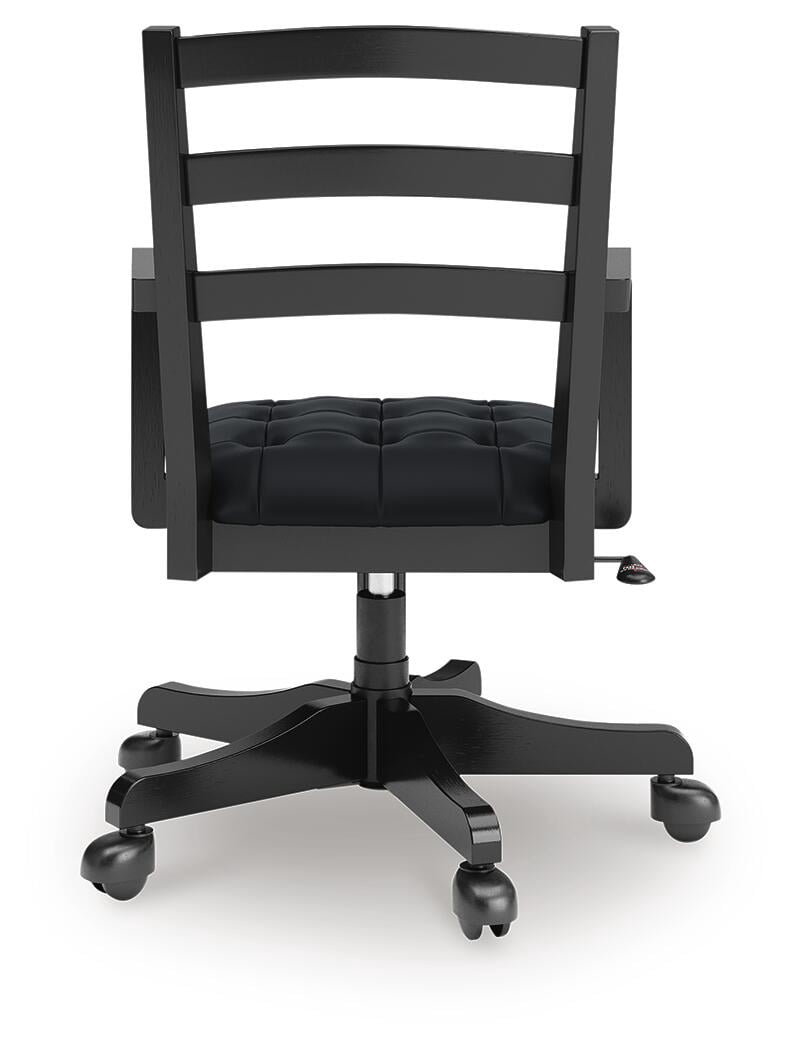 Signature Design by Ashley Wildenauer Home Office Swivel Desk Chair, Adjustable Height, Upholstered Seat, Satin Black Finish