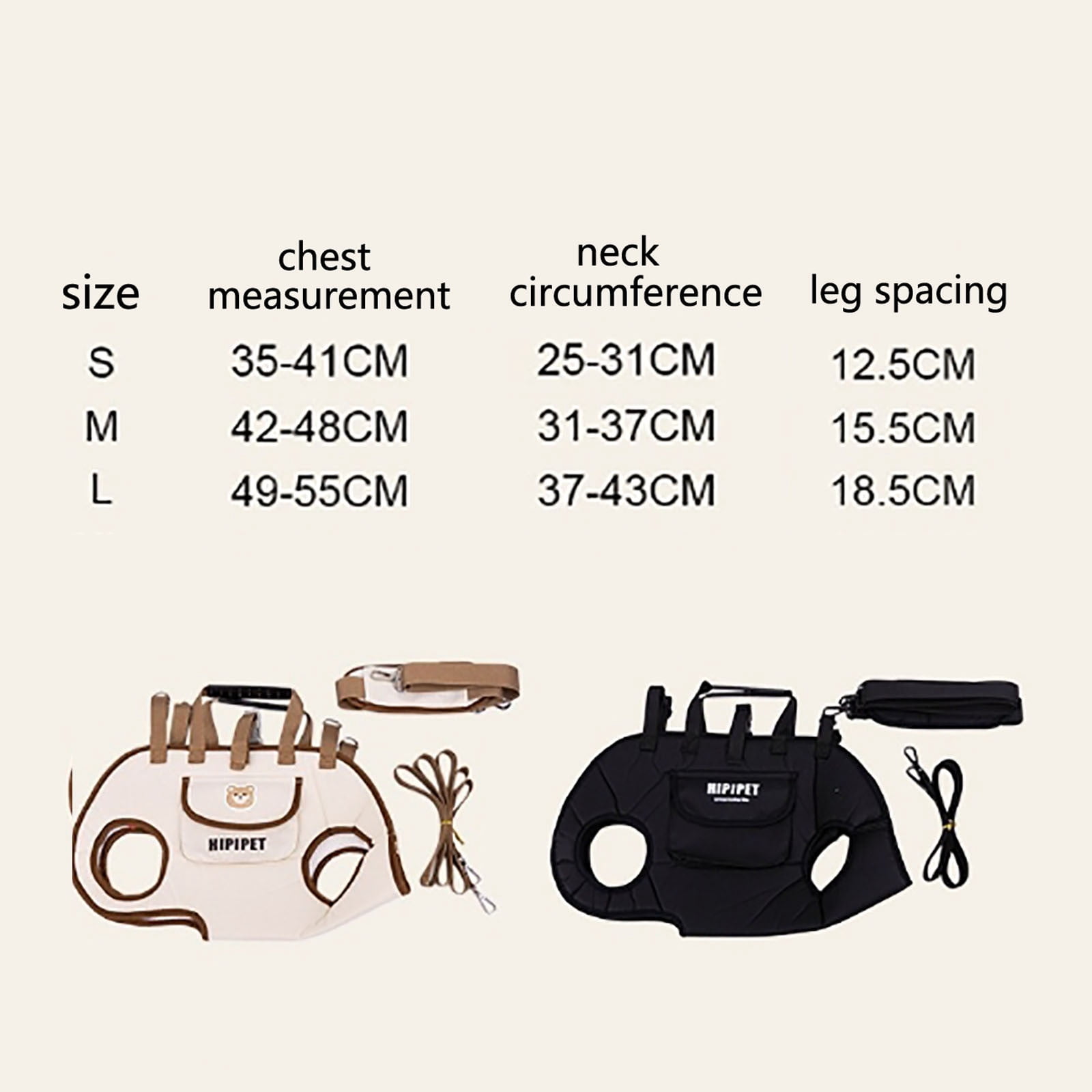 Dog Full Body Lift Harness for Small Dogs, Outdoor Pet Bag Hands Free Shoulder Yorkie Carrier, Adjustable Breathable Vest Straps with Small Puppy Treat Bag, Beige (L(14.33~19.84lbs))