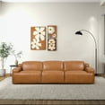 thumbnail image 2 of Welton Modern Genuine Leather Triple Power Recliner Sofa in Tan, 2 of 9
