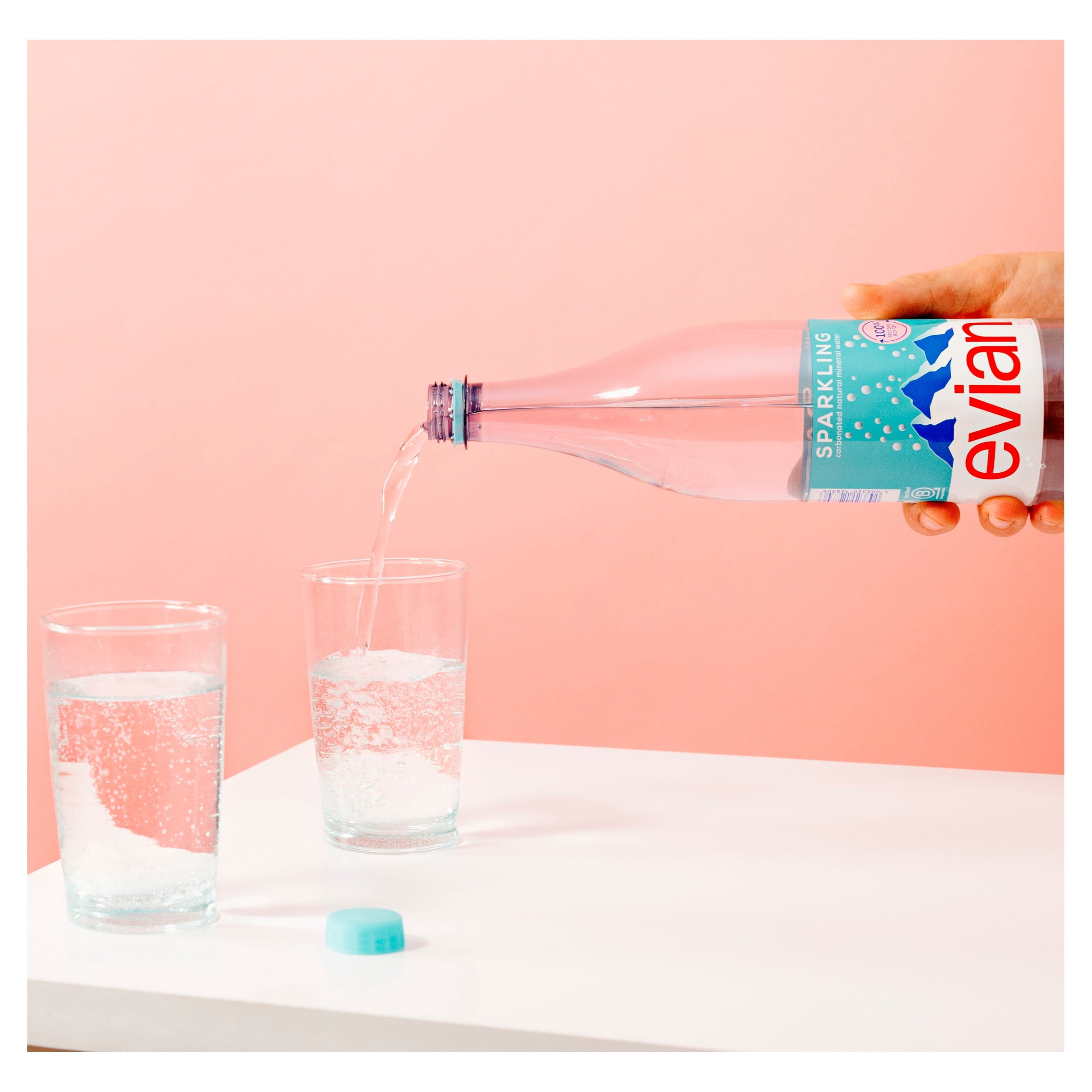 Evian Sparkling Natural Bottled Mineral Water 1L, Imported from Britain