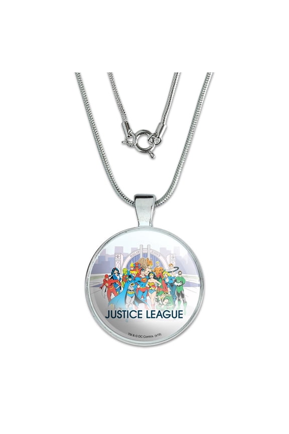 Justice League Hall of Justice 1" Pendant with Sterling Silver Plated Chain