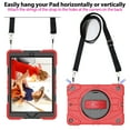 thumbnail image 5 of For iPad 6th/5th Gen 9.7"(2018/2017) Case,Kids Friendly,With Rotatable Adjustable Hand Strap,Retractable Kickstand,Shoulder Strap,Kids Friendly,Shockproof Anti-fall Rugged Heavy Duty Case,Red, 5 of 10