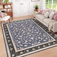 thumbnail image 3 of Astorug 4x6 Ft Blue Floral Area Rug - Machine Washable Low Pile Non-Slip Carpet, Boho Vintage Farmhouse Decor for Living Room, Bedroom, Nursery & Office, 3 of 9