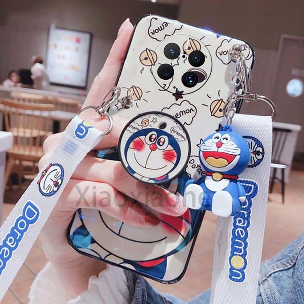 Funda De Teléfono Para Huawei Mate 50 Pro 50Pro Soporte De Muñeca Doraemon De Dibujos Animados Con Correa De Mano + Cuello Carcasa Mate50