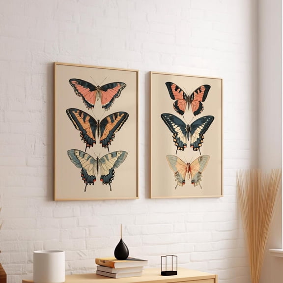 Luvia Vintage Butterfly Print Set Of 2 Poster, Modern Wall Decor Set 2 Prints 8x12 UNFRAMED