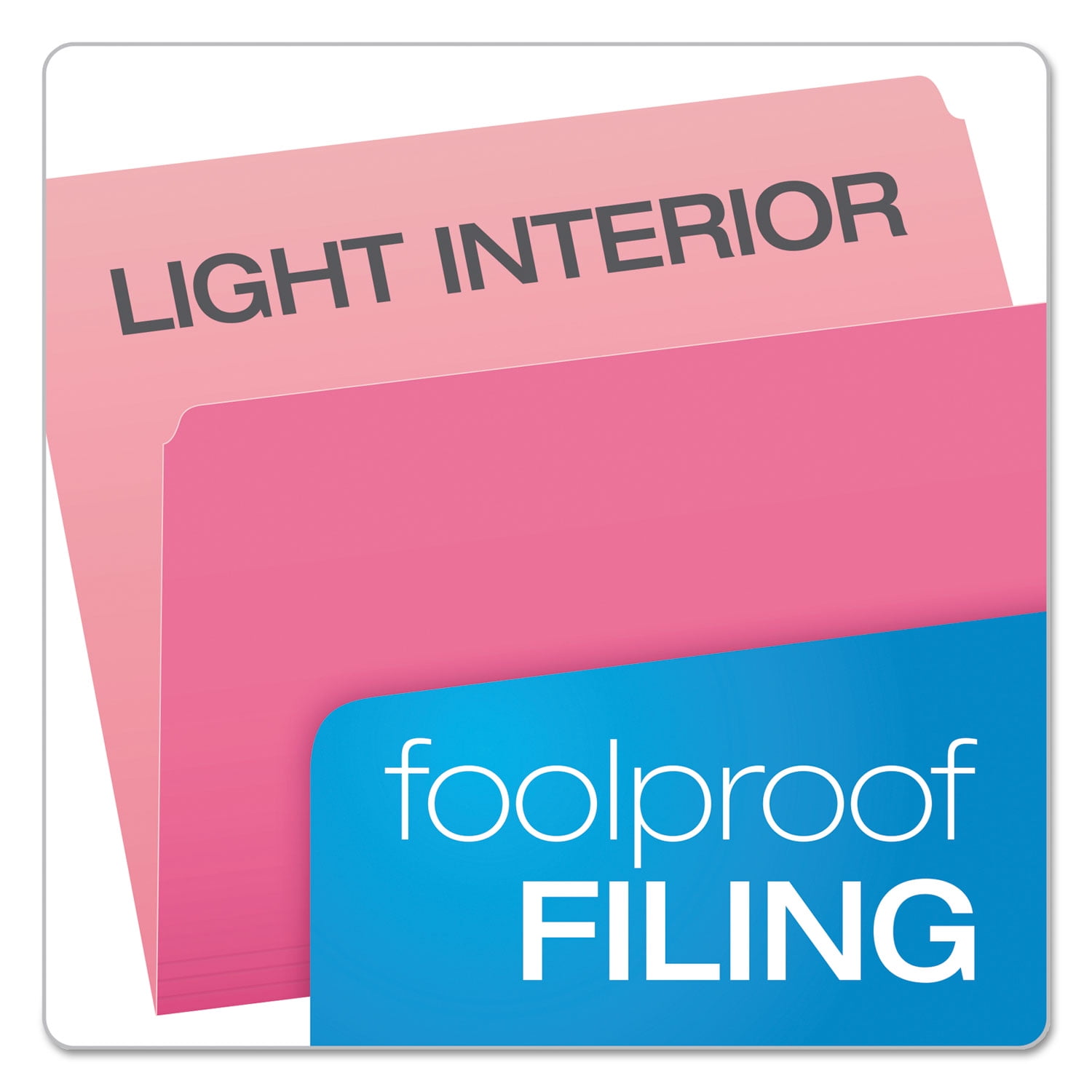 Pendaflex 152-PIN Two-Tone File Folders, Straight Cut, Top Tab, Letter, Pink/Light Pink, 100/Box