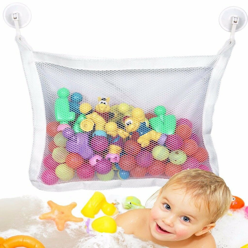 Kids Baby Time Bath Toy Tidy Storage Suction Cup Bag Mesh Bathroom Organiser Net 