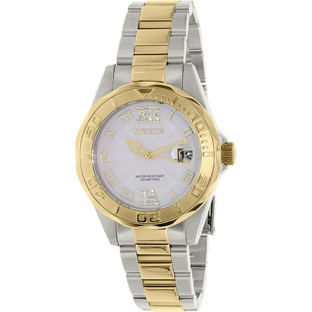 Invicta 14791 Women's Pro Diver Crystal Accented Silver Dial Two Tone Bracelet Dive Watch