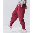 thumbnail image 3 of XINQIHANG Men Linen Drop Crotch Wide Leg Baggy Harem Pants, 3 of 6