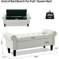 thumbnail image 2 of Storage Bench, 50" Queen End of Bed Bench, Linen Tufted Button Upholstered Bedroom Bench, Storage Ottoman with Rolled Arms, Window Bench with Storage, for Living Room, Entryway Beige, 2 of 12