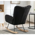 thumbnail image 6 of Rocking Chair Nursery,Teddy Upholstered Glider Rocker with High Backrest,Modern Rocking Accent Chairs Glider Recliner for Living Room, Nursery, Bedroom,Black, 6 of 8