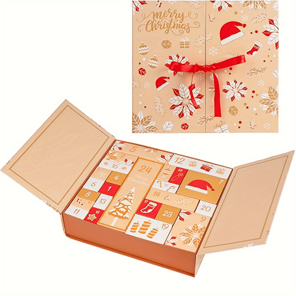 Christmas Countdown Calendar 24 Day Surprise Gift Box Christmas Treasure Box Empty Box, Calendar Can be Filled with Christmas Calendar Storage Box, Used for Adult and Children's Gift Box