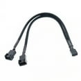 thumbnail image 2 of 10X 1 to 2 Way Braided Cable Y Splitter 3/4 Pin PWM Male Connector Fan Computer PC Fan Extension Adapter Cable, 2 of 4