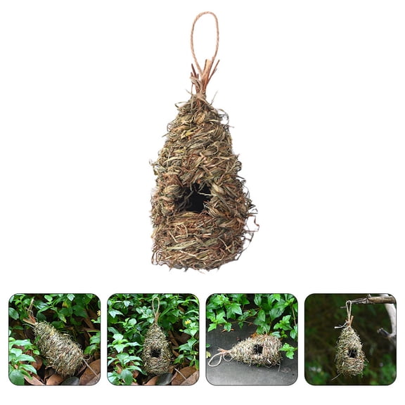 ULTNICE Bird Hut House Nest Straw Gourd Shaped for Birds 1Pcs