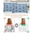 thumbnail image 3 of Navy Blue Striped Coastal Pillow Cases Standard Size Set of 2, Smooth Satin Pillowcase for Hair and Skin, Nautical Beach Starfish Shell Decorative Cooling Bed Pillow Covers with Zipper, 20x26 Inches, 3 of 5
