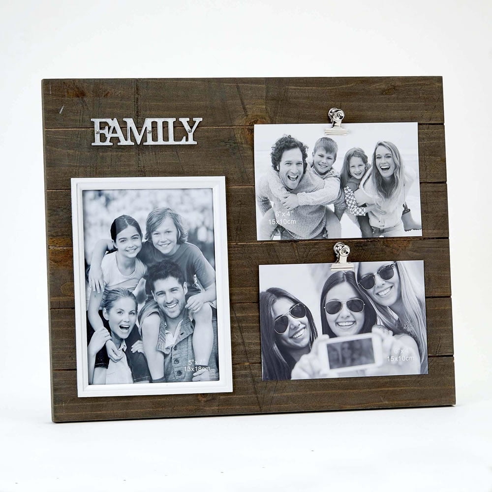 triple wood Family frame Holds one 5x7 and two 4x6 photos Walmart